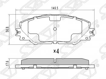 1 379 р. Колодки тормозные SAT (передние) Toyota RAV4 XA30 5 дв. удлиненный 2-ой рестайлинг (2010-2013)  с доставкой в г. Тамбов. Увеличить фотографию 1