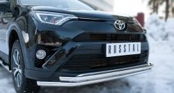 13 549 р. Защита переднего бампера (2 трубыØ42 мм, нержавейка) Russtal Toyota RAV4 XA40 5 дв. рестайлинг (2015-2019)  с доставкой в г. Тамбов. Увеличить фотографию 2