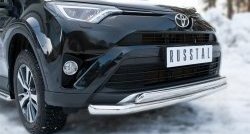 20 349 р. Защита переднего бампера (2 трубыØ75х42 и 63 мм, нержавейка) Russtal Toyota RAV4 XA40 5 дв. рестайлинг (2015-2019)  с доставкой в г. Тамбов. Увеличить фотографию 2