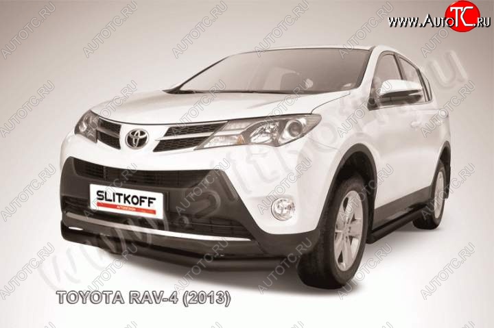 7 449 р. Защита переднего бампер Slitkoff Toyota RAV4 XA40 5 дв. дорестайлинг (2012-2015) (Цвет: серебристый)  с доставкой в г. Тамбов