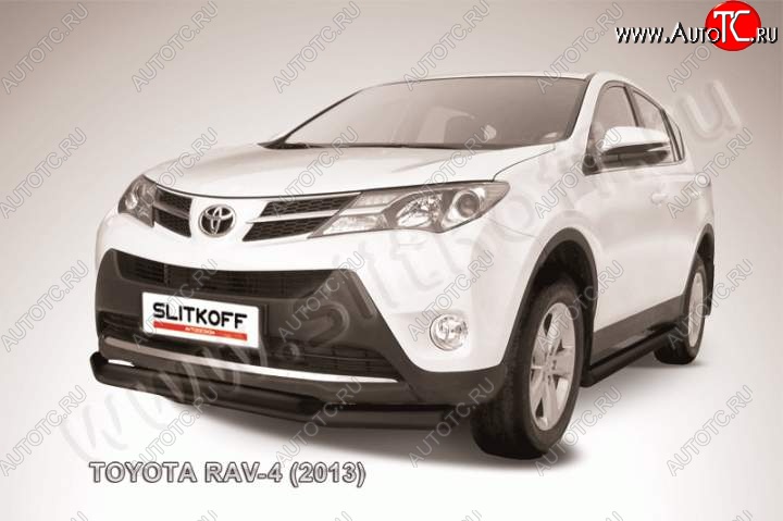 8 899 р. Защита переднего бампер Slitkoff Toyota RAV4 XA40 5 дв. дорестайлинг (2012-2015) (Цвет: серебристый)  с доставкой в г. Тамбов