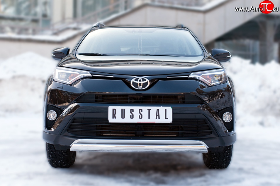 15 999 р. Защита переднего бампера (Ø75х42 мм, нержавейка) Russtal  Toyota RAV4  XA40 (2015-2019) 5 дв. рестайлинг  с доставкой в г. Тамбов