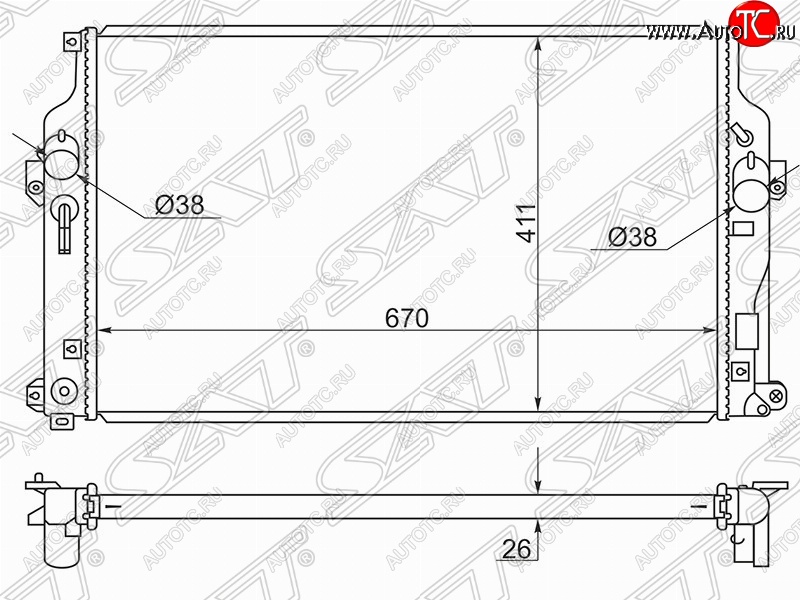 8 299 р. Радиатор двигателя SAT  Toyota RAV4  XA40 (2012-2019) 5 дв. дорестайлинг, 5 дв. рестайлинг  с доставкой в г. Тамбов