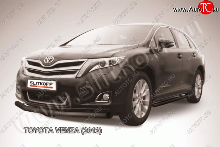 8 799 р. Защита переднего бампер Slitkoff  Toyota Venza  GV10 (2012-2016) рестайлинг (Цвет: серебристый)  с доставкой в г. Тамбов