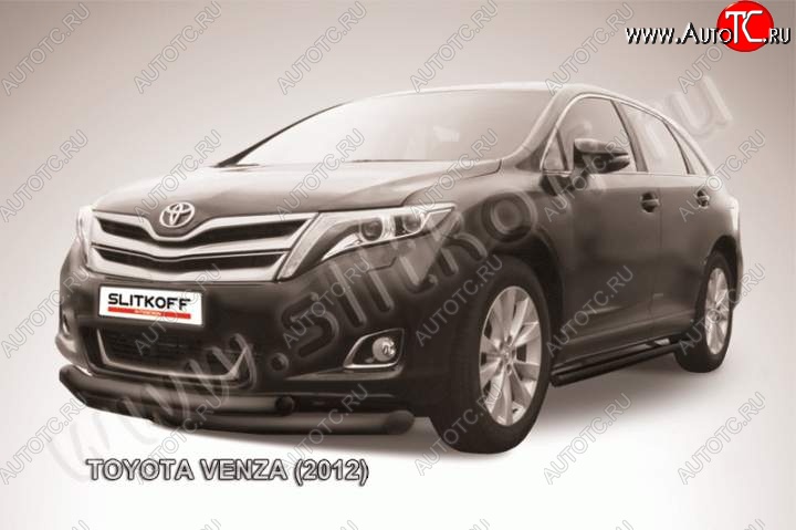 10 699 р. Защита переднего бампер Slitkoff Toyota Venza GV10 рестайлинг (2012-2016) (Цвет: серебристый)  с доставкой в г. Тамбов