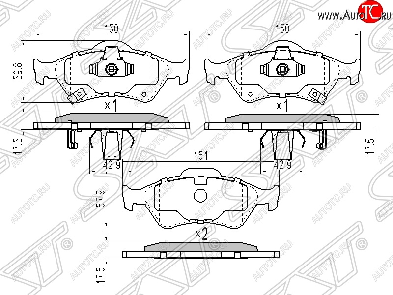 1 039 р. Колодки тормозные SAT (передние) Toyota Yaris XP90 дорестайлинг, хэтчбэк 5 дв. (2005-2008)  с доставкой в г. Тамбов