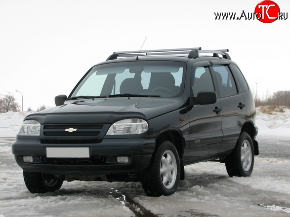 5 299 р. Рейлинги АПС L  Chevrolet Niva  2123 (2002-2008), Лада 2123 (Нива Шевроле) (2002-2008) (Башмак черный, рейлинг серый)  с доставкой в г. Тамбов