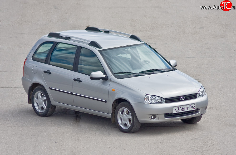 5 319 р. Рейлинги Petroil Tuning Усиленные  Лада Калина  1117 (2004-2013) универсал (Серебристый муар, крыша с ребром жесткости)  с доставкой в г. Тамбов