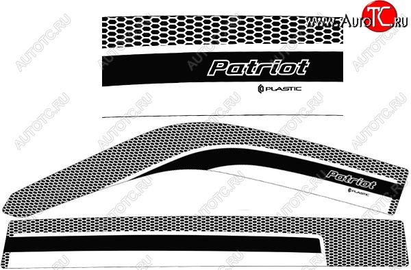 2 199 р. Дефлектора окон CA-Plastic  Уаз Патриот ( 3163 5-дв.,  3163 5 дв.) (2014-2024) 1-ый рестайлинг, 2-ой рестайлинг (Серия Art белая, Без хром.молдинга)  с доставкой в г. Тамбов