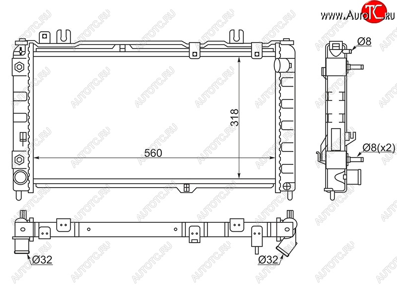 4 299 р. Радиатор двигателя (трубчатый, МКПП/АКПП) SAT Datsun mi-DO хэтчбэк (2014-2021)  с доставкой в г. Тамбов