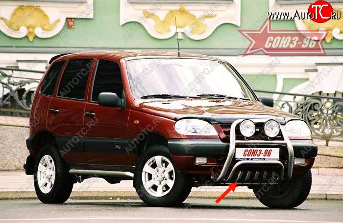 10 124 р. Защита переднего бампера Souz-96 (d60) Chevrolet Niva 2123 дорестайлинг (2002-2008)  с доставкой в г. Тамбов