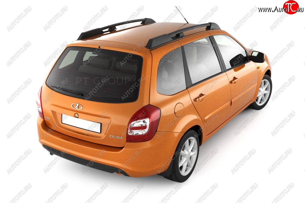 5 319 р. Рейлинги усиленные Petroil Tuning  Лада Калина  2194 (2014-2018) универсал (Черный муар)  с доставкой в г. Тамбов