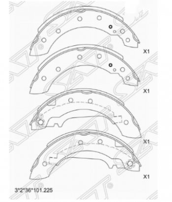 1 459 р. Комплект задних тормозных колодок SAT Renault Logan 1 дорестайлинг (2004-2010)  с доставкой в г. Тамбов. Увеличить фотографию 1