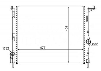 Радиатор двигателя SAT Nissan (Нисан) Almera (Альмера)  седан (2012-2019), Renault (Рено) Logan (Логан)  1 (2004-2016),  Sandero (Сандеро)  (BS) (2009-2014),  Sandero Stepway (Сандеро-Степвэй)  (BS) (2010-2014), Лада (ваз) Ларгус (Largus) (2012-2024)