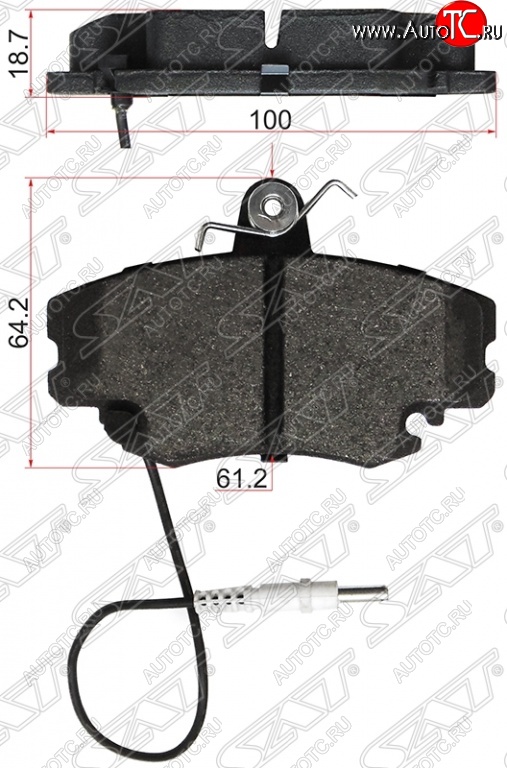 1 079 р. Колодки тормозные SAT (передние, с ABS)  Renault Clio (CB,  BB,  KR,  CR,  BR), Espace (4), Laguna (X91), Logan (1), Megane (универсал,  хэтчбэк 5 дв.,  седан), Sandero ((BS)), Sandero Stepway ((BS)), Scenic (2), Symbol (седан), Лада Ларгус  с доставкой в г. Тамбов