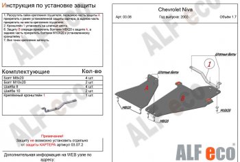 Защита КПП и РК (2 части, V-1,7) Alfeco Chevrolet Niva 2123 дорестайлинг (2002-2008)