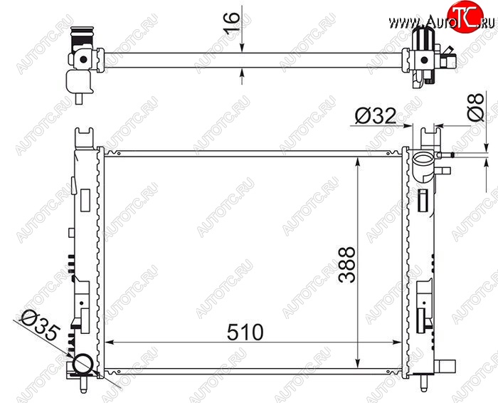 5 999 р. Радиатор двигателя SAT  Renault Duster (HS), Kaptur, Logan (2), Sandero ((B8)), Sandero Stepway ((B8)), Лада XRAY, XRAY Cross, Веста (2180), Веста Кросс (2181,  2180)  с доставкой в г. Тамбов