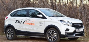 11 499 р. Защита переднего бампера одинарная из трубы d51 мм Cross Petroil Tuning Лада XRAY (2016-2022) (Нержавеющая полированная сталь)  с доставкой в г. Тамбов. Увеличить фотографию 2