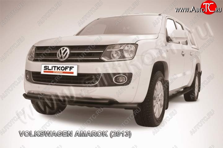 12 599 р. Защита переднего бампер Slitkoff Volkswagen Amarok дорестайлинг (2009-2016) (Цвет: серебристый)  с доставкой в г. Тамбов