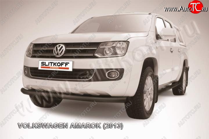 10 399 р. Защита переднего бампер Slitkoff  Volkswagen Amarok (2009-2016) дорестайлинг (Цвет: серебристый)  с доставкой в г. Тамбов