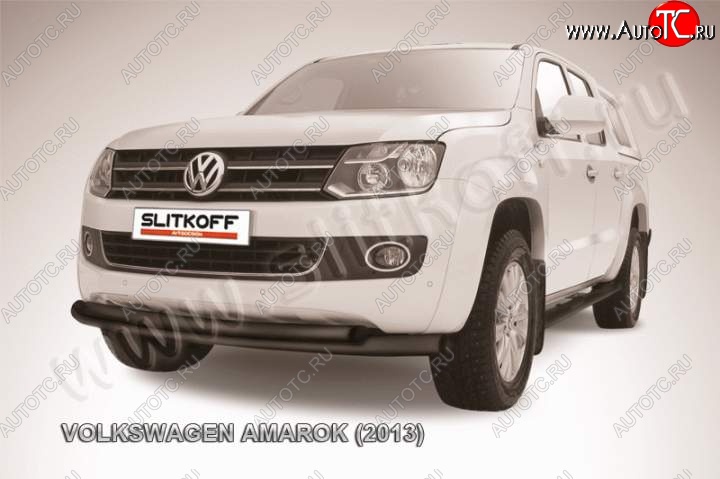 13 899 р. Защита переднего бампер Slitkoff Volkswagen Amarok дорестайлинг (2009-2016) (Цвет: серебристый)  с доставкой в г. Тамбов