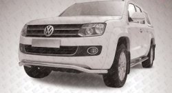 13 799 р. Фигурная защита переднего бампера диаметром 57 мм Slitkoff Volkswagen Amarok дорестайлинг (2009-2016) (Цвет: нержавеющая полированная сталь)  с доставкой в г. Тамбов. Увеличить фотографию 1