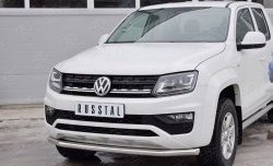 12 999 р. Защита переднего бампера (Ø63 мм, нержавейка) Russtal Volkswagen Amarok рестайлинг (2016-2022)  с доставкой в г. Тамбов. Увеличить фотографию 3