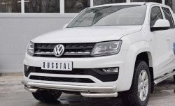 18 799 р. Защита переднего бампера (Ø63 мм с углами, нержавейка) Russtal Volkswagen Amarok рестайлинг (2016-2022)  с доставкой в г. Тамбов. Увеличить фотографию 4