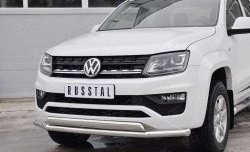 21 899 р. Защита переднего бампера (2 трубыØ63 и 75х42 мм, нержавейка) Russtal Volkswagen Amarok рестайлинг (2016-2022)  с доставкой в г. Тамбов. Увеличить фотографию 3