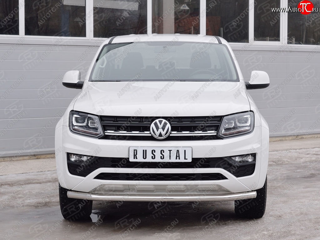 12 999 р. Защита переднего бампера (Ø63 мм, нержавейка) Russtal Volkswagen Amarok рестайлинг (2016-2022)  с доставкой в г. Тамбов