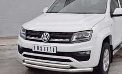 21 899 р. Защита переднего бампера (2 трубыØ76 и 63 мм, нержавейка) Russtal Volkswagen Amarok рестайлинг (2016-2022)  с доставкой в г. Тамбов. Увеличить фотографию 3