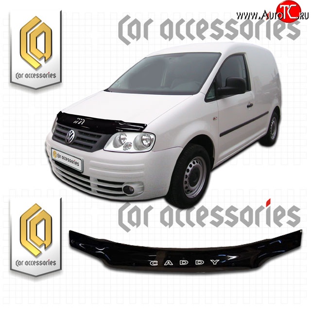 1 899 р. Дефлектор капота CA Plastic  Volkswagen Caddy  2K (2003-2010) дорестайлинг (Classic черный, Без надписи)  с доставкой в г. Тамбов