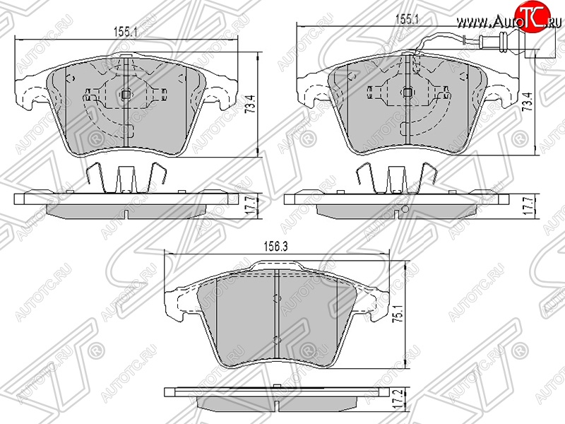 1 549 р. Колодки тормозные SAT (передние)  Volkswagen Caravelle  T5 - Transporter  T5  с доставкой в г. Тамбов