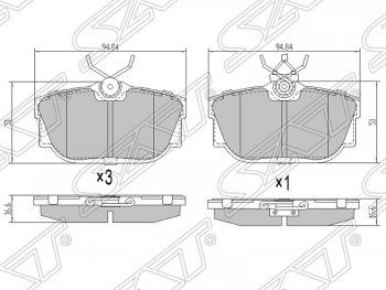 1 069 р. Колодки тормозные SAT (задние)  Volkswagen Caravelle  T4 - Transporter  T4  с доставкой в г. Тамбов. Увеличить фотографию 1