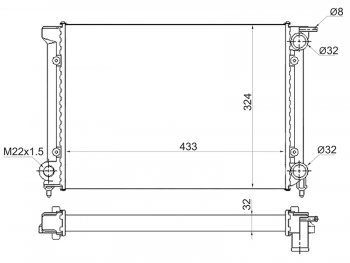 Радиатор двигателя (трубчатый, МКПП, 1.5/1.6) SAT Volkswagen Golf 2 (1983-1992)