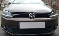 1 469 р. Сетка на бампер Russtal (черная)  Volkswagen Jetta  A6 (2011-2015) седан дорестайлинг  с доставкой в г. Тамбов. Увеличить фотографию 2