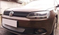 1 539 р. Сетка на бампер Russtal (хром) Volkswagen Jetta A6 седан дорестайлинг (2011-2015)  с доставкой в г. Тамбов. Увеличить фотографию 3