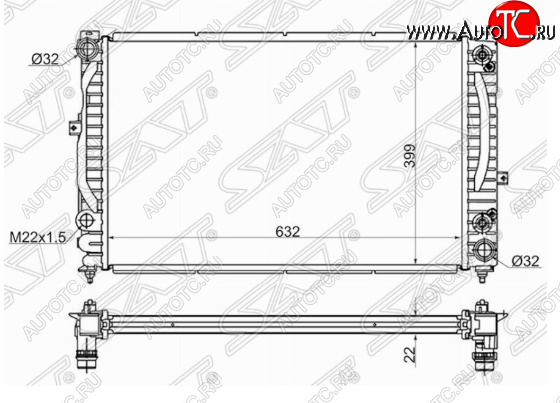 10 249 р. Радиатор SAT (АКПП, 2.5/2.6/2.8)  Audi A4  B5 8D5 универсал (1994-2001), Volkswagen Passat  B5.5 (2000-2005)  с доставкой в г. Тамбов