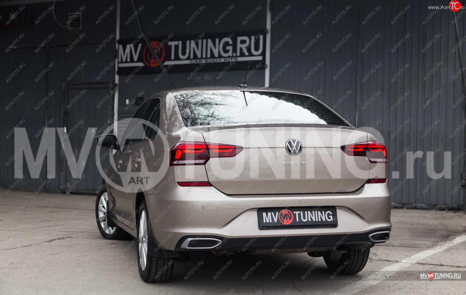 4 999 р. Имитация насадок глушителя MV-Tuning  Volkswagen Polo  Mk6 (2020-2022) лифтбек (SILVER (серебро))  с доставкой в г. Тамбов