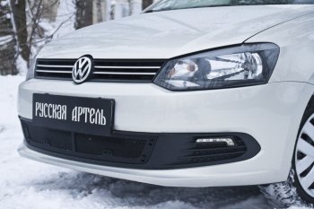 1 699 р. Защитная сетка решетки переднего бампера RA  Volkswagen Polo  5 (2009-2015) седан дорестайлинг  с доставкой в г. Тамбов. Увеличить фотографию 3