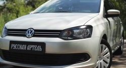 1 629 р. Реснички на фары RA Volkswagen Polo 5 хэтчбек дорестайлинг (2009-2015) (Неокрашенные)  с доставкой в г. Тамбов. Увеличить фотографию 2