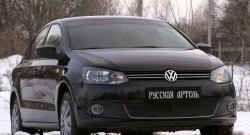 2 059 р. Защитная сетка решетки переднего бампера РА (Highline) Volkswagen Polo 5 хэтчбек дорестайлинг (2009-2015)  с доставкой в г. Тамбов. Увеличить фотографию 3