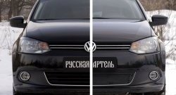 2 059 р. Защитная сетка решетки переднего бампера РА (Highline) Volkswagen Polo 5 хэтчбек дорестайлинг (2009-2015)  с доставкой в г. Тамбов. Увеличить фотографию 6