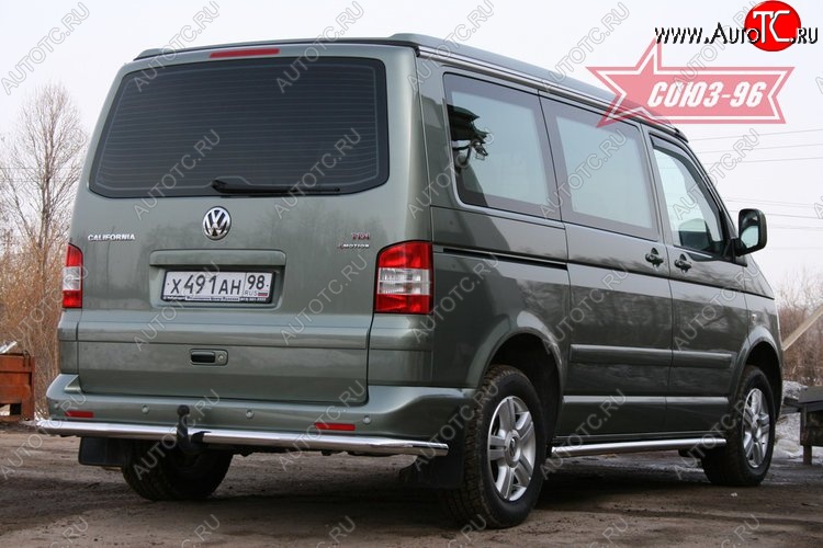 10 844 р. Защита заднего бампера Souz-96 (d60) Volkswagen Transporter T5 дорестайлинг (2003-2009)  с доставкой в г. Тамбов