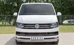 15 649 р. Защита переднего бампера (2 трубыØ42 мм, нержавейка) Russtal Volkswagen Transporter T6 дорестайлинг (2015-2019)  с доставкой в г. Тамбов. Увеличить фотографию 2