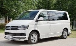 Защита переднего бампера (2 трубыØ42 мм, нержавейка) Russtal Volkswagen Transporter T6 дорестайлинг (2015-2019)