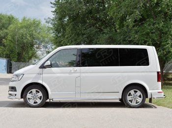 11 249 р. Правая защита порога SLITKOFF из круглой трубы диаметром 63 мм SLITKOFF  Volkswagen Caravelle  T6 - Transporter  T6  с доставкой в г. Тамбов. Увеличить фотографию 2