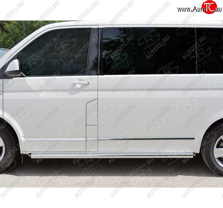 11 249 р. Правая защита порога SLITKOFF из круглой трубы диаметром 63 мм SLITKOFF  Volkswagen Caravelle  T6 - Transporter  T6  с доставкой в г. Тамбов