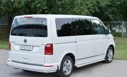 Защита заднего бампера (Ø42 мм, нержавейка, длинная версия) Russtal Volkswagen Caravelle T6 дорестайлинг (2015-2019)