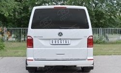 11 449 р. Защита заднего бампера (Ø42 мм, нержавейка, уголки) Russtal Volkswagen Caravelle T6 дорестайлинг (2015-2019)  с доставкой в г. Тамбов. Увеличить фотографию 2